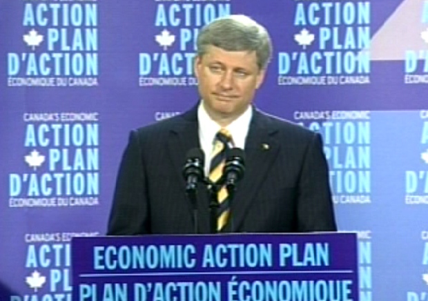 Prime Minister Stephen Harper speaks during a press conference in Sault Ste Marie, Ont., Wednesday, Sept. 2, 2009.