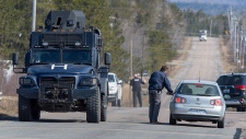 Police block the highway in Debert, N.S.