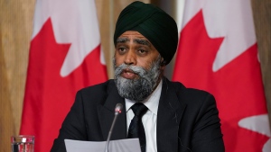 Harjit Sajjan, Minister of National Defence, speaks during press conference in Ottawa on Friday, July 23, 2021. THE CANADIAN PRESS/Sean Kilpatrick