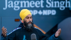 NDP Leader Jagmeet Singh makes a campaign stop in downtown Ottawa, Friday, September 10, 2021. THE CANADIAN PRESS/Jonathan Hayward 