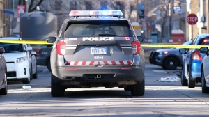 A Toronto police cruiser is seen in the downtown area on Sunday, March 6, 2022. (Simon Sheehan/CP24)