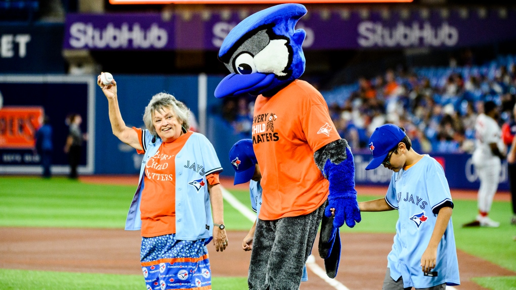 Residential school survivor throws first pitch at Jays game for Orange Shirt  Day 