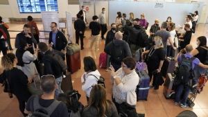 Foreign travelers at Haneda International Airport