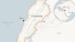 This is a locator map for Lebanon with its capital, Beirut. (AP Photo)