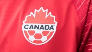 A Canada soccer logo is seen in Vancouver on March 24, 2019. THE CANADIAN PRESS/Darryl Dyck 