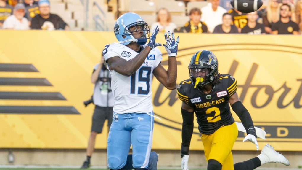 Kelly throws two touchdown passes as Argos earn season sweep of Ticats