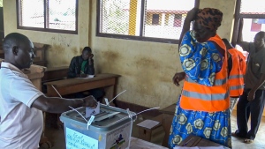 man casts his vote in Central African Republic