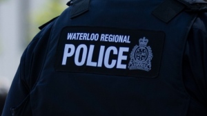 A Waterloo Regional Police officer is seen in Waterloo, Ontario on Thursday, June 29, 2023. (THE CANADIAN PRESS/Nicole Osborne)