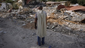 houses destroyed by Hamas in Kibbutz Be'eri