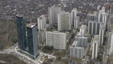 aerial of apartment buildings