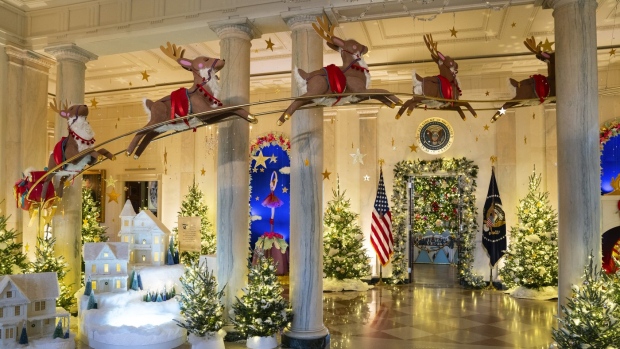 Grand Foyer of the White House holiday decorations