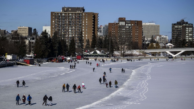 partially-opened Rideau Canal Skateway