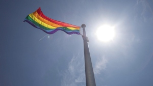 A rainbow flag is seen at Toronto City Hall in Toronto on Tuesday, May 31, 2016. THE CANADIAN PRESS/Eduardo Lima