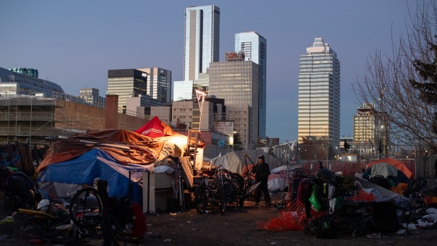 tear down homeless encampments in Edmonton