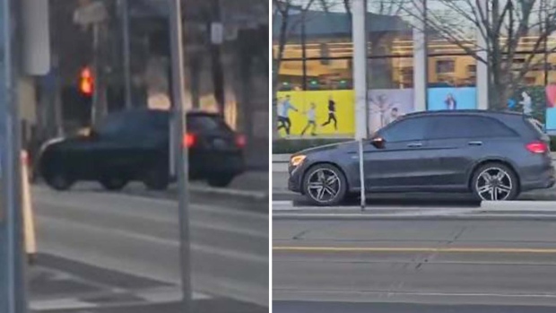视频显示SUV在Regent Park的分隔自行车道上行驶