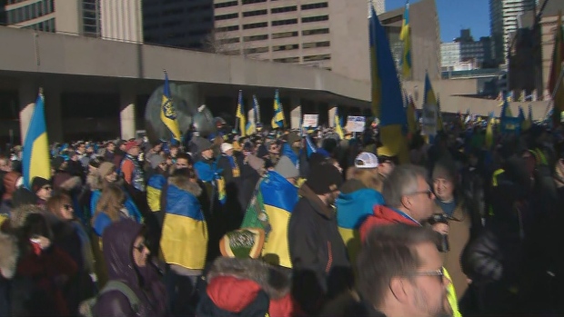Russia invasion of Ukraine 2-year Toronto rally