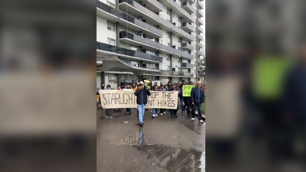 Rent strike rally in Thorncliffe Park on April 28