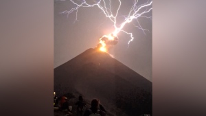 WOW: Lightning hits erupting volcano