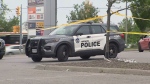 Toronto police are on the scene of shots fired in the parking lot of a Scarborough plaza on Wednesday, May 15. 2024.