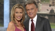 FILE - Vanna White, left, and Pat Sajak make an appearance at Radio City Music Hall for a taping of celebrity week on 