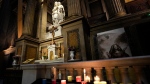 The "Our Lady of Athletes" chapel in seen inside the Madeleine church, Thursday, May 30, 2024 in Paris. France's Catholic Bishops Conference has launched a nationwide "Holy Games" initiative. (AP Photo / Michel Euler)