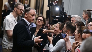 Liberal MP David McGuinty, Chair of the National Security and Intelligence Committee of Parliamentarians, responds to questions from reporters before heading into a caucus meeting in Ottawa on June 5, 2024. (Justin Tang/The Canadian Press)