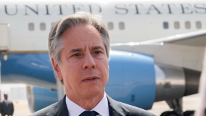 U.S. Secretary of State Antony Blinken speaks to reporters after his meeting with Egyptian President Abdel-Fattah el-Sissi, at Cairo airport, Egypt, June 10, 2024. (AP Photo/Amr Nabil, Pool)