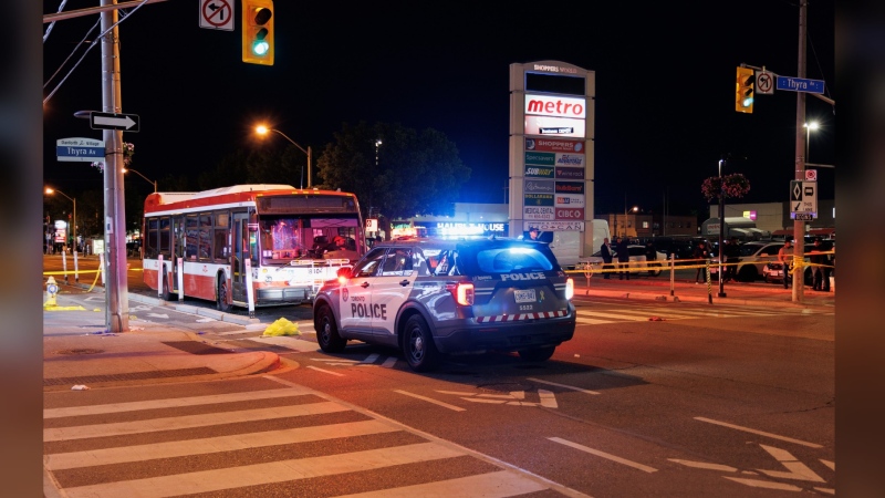 Three people were taken to the hospital following a stabbing in Toronto's east end on June 10. (Jacob Estrin/CTV News Toronto)