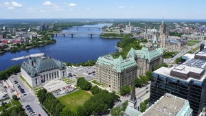 The City of Ottawa is hiring a new commissioner to grow its nightlife economy and help change its image as the "town that fun forgot." The Supreme Court of Canada and Justice and Confederation Building of Parliament Hill are pictured in Ottawa on Monday, June 3, 2024. THE CANADIAN PRESS/Sean Kilpatrick