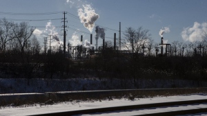 A petrochemical plant is seen in Sarnia, Ont., Wednesday, Jan. 26, 2022. THE CANADIAN PRESS/Chris Young