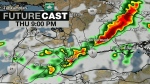Radar images show the expected path of a storm set to hit the GTA on Thursday night. (CP24)