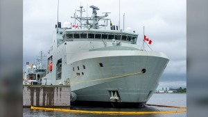 The future HMCS Margaret Brooke, is docked at a ceremony in Halifax on July 15, 2021. THE CANADIAN PRESS/Andrew Vaughan