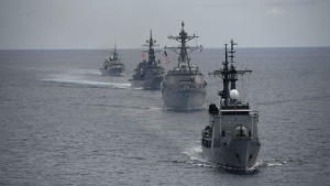 The United States, Canada, Japan, and the Philippines conducted a two-day joint maritime exercise in Manila's exclusive economic zone in the South China Sea. (Courtesy of PACOM)