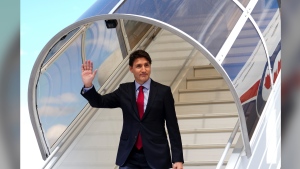 The federal government is dodging questions on whether or not tech giants should be paying Canadian news publishers for its content that AI chatbots are openly using. Prime Minister Justin Trudeau arrives in Zurich, Switzerland on Saturday, June 15, 2024. THE CANADIAN PRESS/Sean Kilpatrick