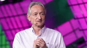 Geoffrey Hinton, known as the 'Godfather of AI' speaks at the Collision conference in Toronto on Wednesday, June 28, 2023. THE CANADIAN PRESS/Chris Young