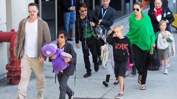 Brad Pitt and Angelina Jolie with children