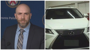 A vehicle recovered as part of a Toronto police auto theft investigation is shown. Police said on June 21 that they have recovered more than 100 stolen vehicles.
