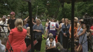 Politicians, advocates and community members gathered to rally against the permeant closure of the Ontario Science Centre on June 23, 2024. (CP24)