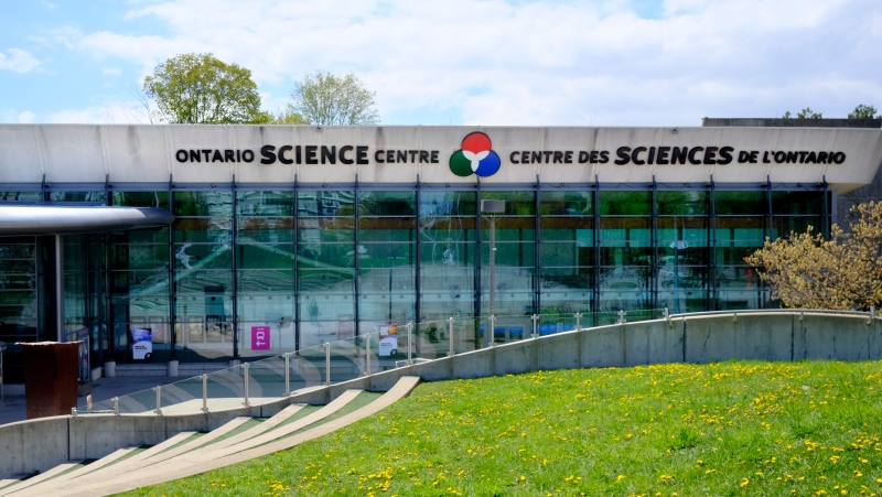 The Ontario Science Centre is abruptly closing at the end of the day Friday, after engineers found structural issues with the roof. A general view of the Ontario Science Centre is shown in Toronto, Friday, May 5, 2023. THE CANADIAN PRESSChris Young
