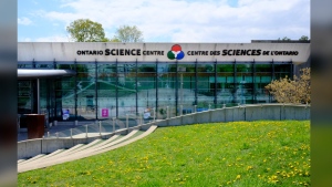 A general view of the Ontario Science Centre is shown in Toronto, Friday, May 5, 2023. Ontario Public Service Employees Union says more than 50 food services workers will be laid off over the next few days. THE CANADIAN PRESS/Chris Young