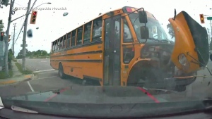 Collision involving school bus in Windsor