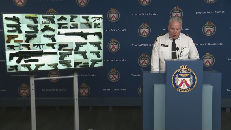 Staff Supt. Joe Matthews speaks at a news conference at Toronto police headquarters Thursday June 27, 2024. 