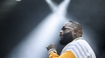 Rapper Rick Ross performs at the Kelce Jam music festival Friday, April 28, 2023, in Bonner Springs, Kan. American Rapper Rick Ross has been involved in an altercation in Vancouver, where he performed a concert on Sunday. THE CANADIAN PRESS/AP/Reed Hoffmann

