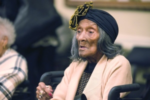 Lessie Benningfield Randle, a Tulsa Race Massacre survivor, is pictured during the House General Government Committee meeting at the Oklahoma Capitol, Oct. 5, 2023. (Doug Hoke/The Oklahoman via AP, File)