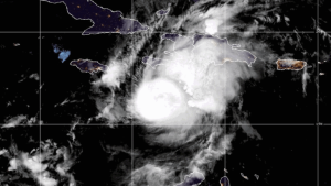 Hurricane Beryl is seen south of Haiti in an image from the U.S. National Oceanic and Atmospheric Administration early July 3, 2024. (NOAA)