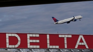 A Delta Air Lines plane takes off from Hartsfield-Jackson Atlanta International Airport in Atlanta, Nov. 22, 2022. (AP Photo/Brynn Anderson)