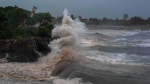 Waves from Hurricane Beryl hit the seawall in Santo Domingo, Dominican Republic, Tuesday, July 2, 2024. (Ricardo Hernandez / AP Photo)