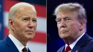 In the latest CNN poll conducted by SSRS, 91 per cent of registered voters say they see important differences between President Joe Biden and former President Donald Trump. (AP, Getty Images / CNN Newsource)