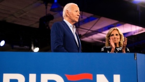 U.S. President Joe Biden, left, and first lady Jill Biden during a campaign event at the North Carolina State Fairgrounds in Raleigh, North Carolina, on June 28. (Cornell Watson / Bloomberg / Getty Images via CNN Newsource)