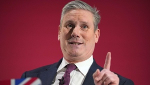 FILE - Keir Starmer, leader of Britain's opposition Labour Party, delivers a speech at a business conference in London, on Feb. 1, 2024. (AP Photo/Kirsty Wigglesworth, File)